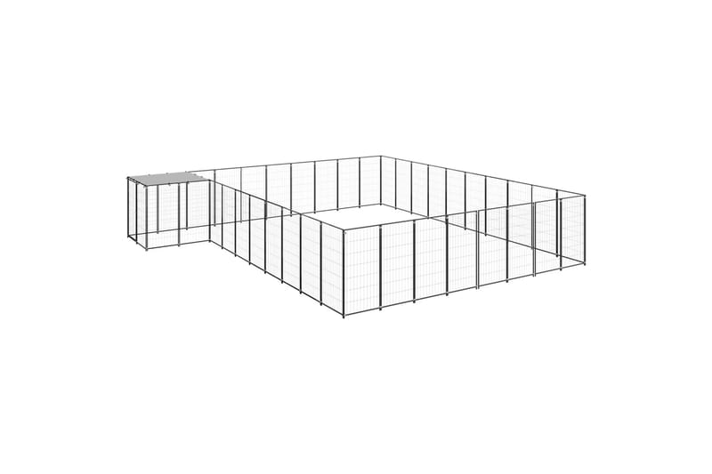 Koiranhäkki musta 25,41 m² teräs - Musta - Urheilu & vapaa-aika - Eläimille - Koira - Koirien kalusteet
