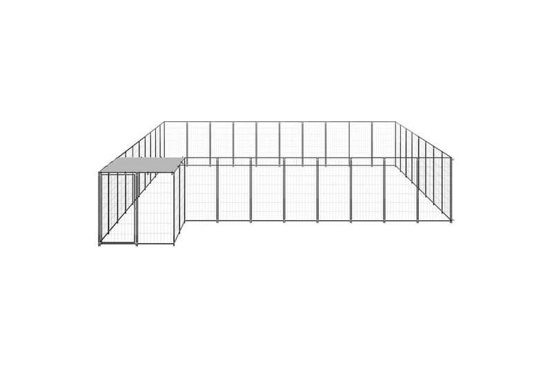 Koiranhäkki musta 25,41 m² teräs - Musta - Koirien kalusteet - Koiraportti & koira-aitaus