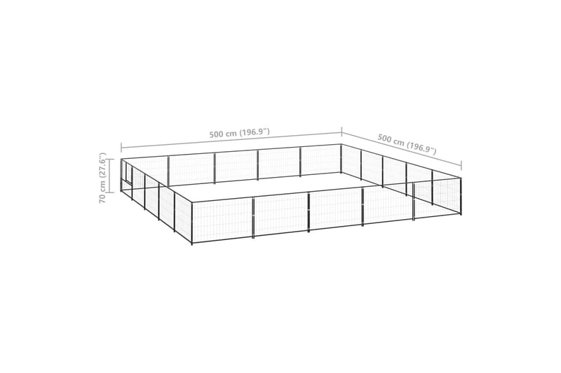 Koiranhäkki musta 25 m² teräs - Musta - Urheilu & vapaa-aika - Eläimille - Koira - Koirien kalusteet