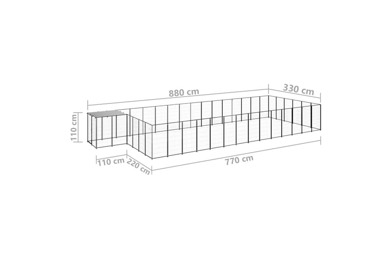 Koiranhäkki musta 26,62 m² teräs - Musta - Urheilu & vapaa-aika - Eläimille - Koira - Koirien kalusteet