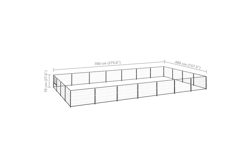 Koiranhäkki musta 28 m² teräs - Musta - Urheilu & vapaa-aika - Eläimille - Koira - Koirien kalusteet