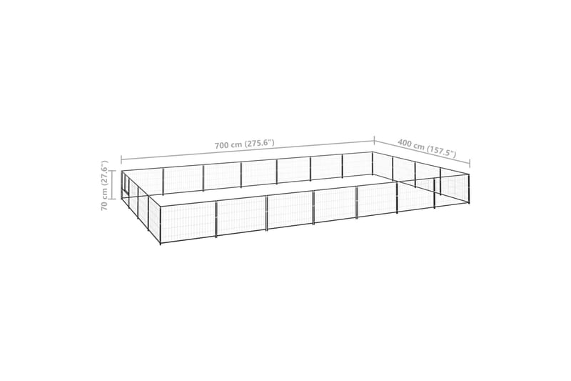 Koiranhäkki musta 28 m² teräs - Musta - Koirien kalusteet - Koiraportti & koira-aitaus