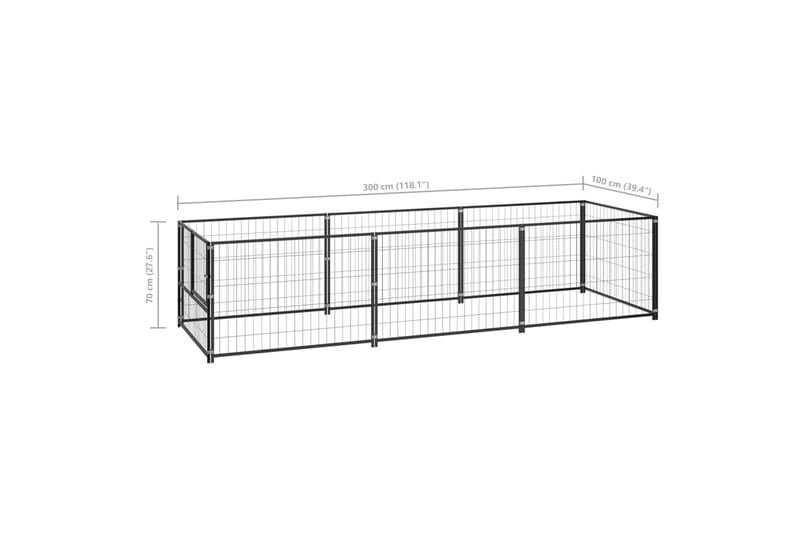 Koiranhäkki musta 3 m² teräs - Musta - Urheilu & vapaa-aika - Eläimille - Koira - Koirien kalusteet
