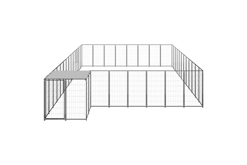 Koiranhäkki musta 30,25 m² teräs - Musta - Koirien kalusteet - Koiraportti & koira-aitaus