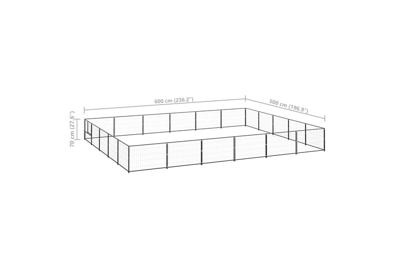 Koiranhäkki musta 30 m² teräs - Musta - Koirien kalusteet - Koiraportti & koira-aitaus