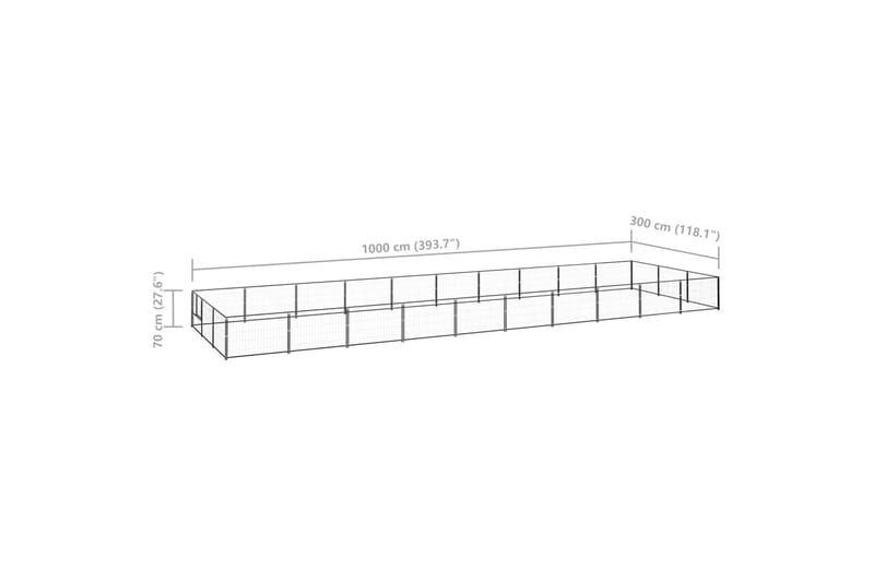 Koiranhäkki musta 30 m² teräs - Musta - Koirien kalusteet - Koiraportti & koira-aitaus