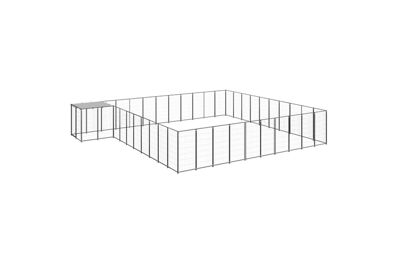 Koiranhäkki musta 31,46 m² teräs - Musta - Urheilu & vapaa-aika - Eläimille - Koira - Koirien kalusteet