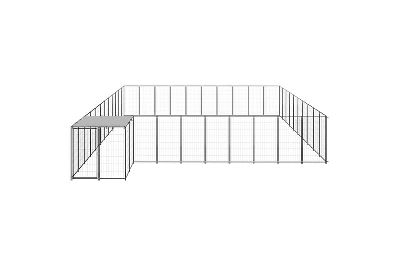 Koiranhäkki musta 31,46 m² teräs - Musta - Koirien kalusteet - Koiraportti & koira-aitaus