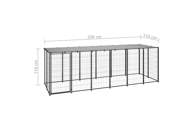 Koiranhäkki musta 330x110x110 cm teräs - Urheilu & vapaa-aika - Eläimille - Koira - Koirien kalusteet