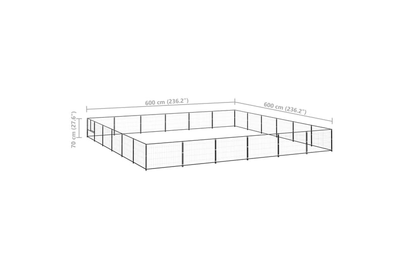 Koiranhäkki musta 36 m² teräs - Musta - Urheilu & vapaa-aika - Eläimille - Koira - Koirien kalusteet