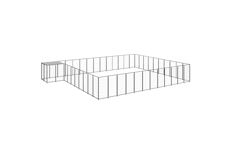 Koiranhäkki musta 37,51 m² teräs - Musta - Urheilu & vapaa-aika - Eläimille - Koira - Koirien kalusteet