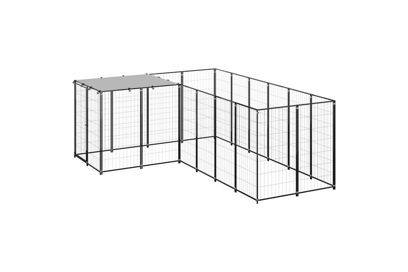 Koiranhäkki musta 4,84 m² teräs - Musta - Urheilu & vapaa-aika - Eläimille - Koira - Koirien kalusteet