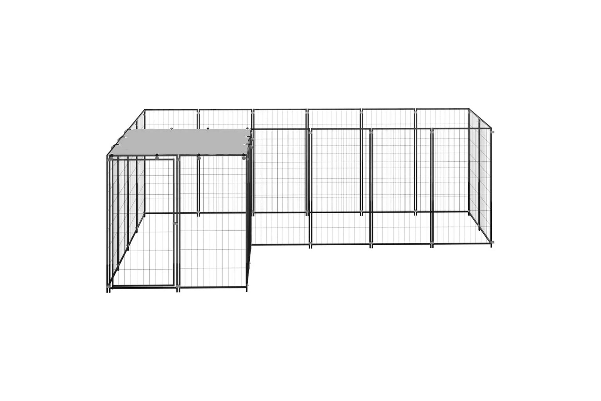 Koiranhäkki musta 4,84 m² teräs - Musta - Urheilu & vapaa-aika - Eläimille - Koira - Koirien kalusteet