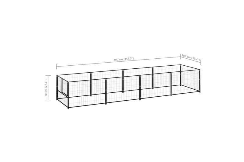 Koiranhäkki musta 4 m² teräs - Musta - Koirien kalusteet - Koiraportti & koira-aitaus