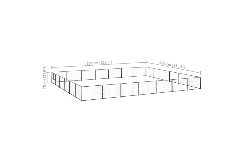 Koiranhäkki musta 42 m² teräs - Musta - Koirien kalusteet - Koiraportti & koira-aitaus