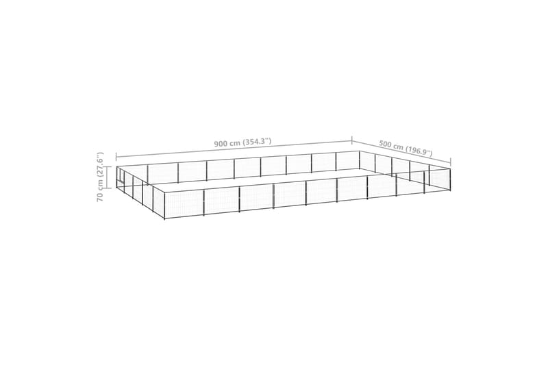 Koiranhäkki musta 45 m² teräs - Musta - Koirien kalusteet - Koiraportti & koira-aitaus