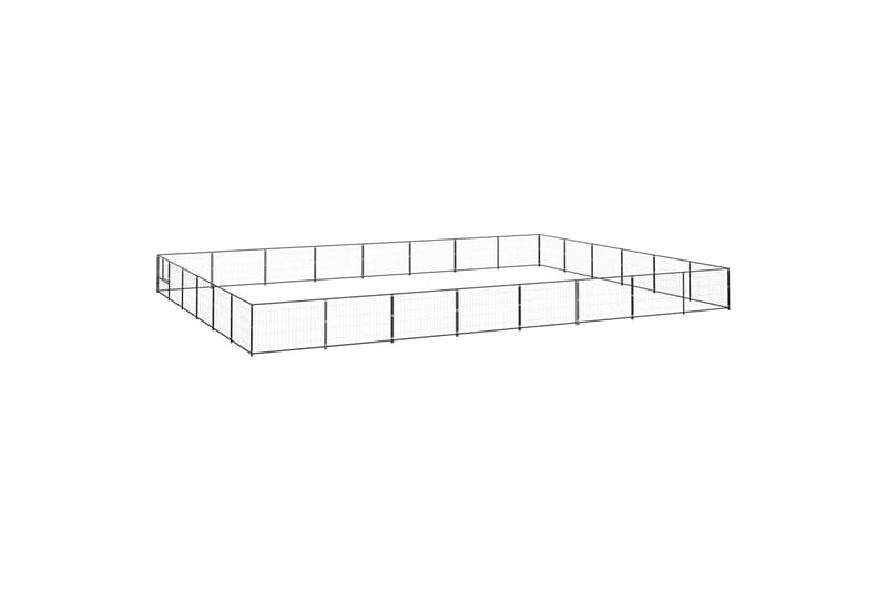 Koiranhäkki musta 48 m² teräs - Musta - Koirien kalusteet - Koiraportti & koira-aitaus