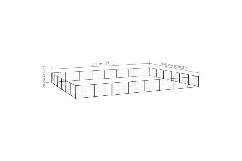 Koiranhäkki musta 48 m² teräs - Musta - Koirien kalusteet - Koiraportti & koira-aitaus