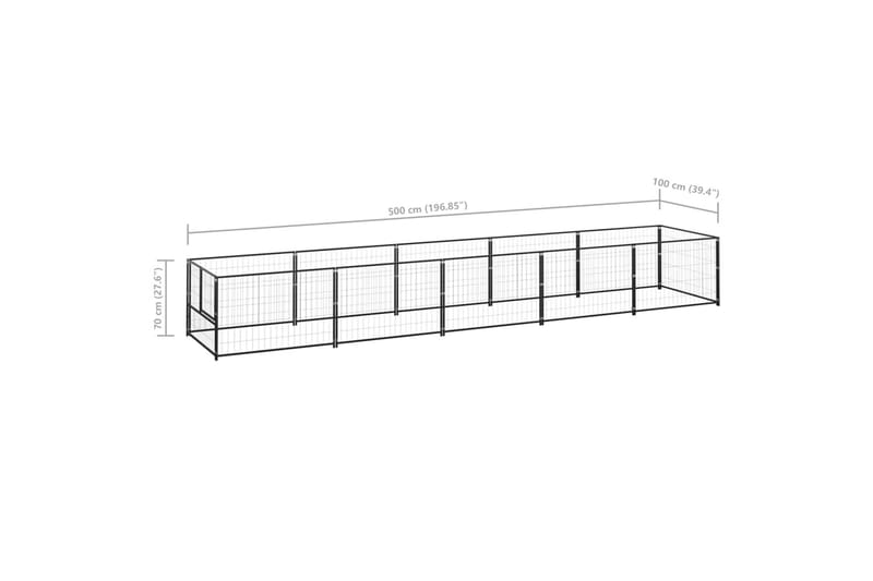 Koiranhäkki musta 5 m² teräs - Musta - Koirien kalusteet - Koiraportti & koira-aitaus