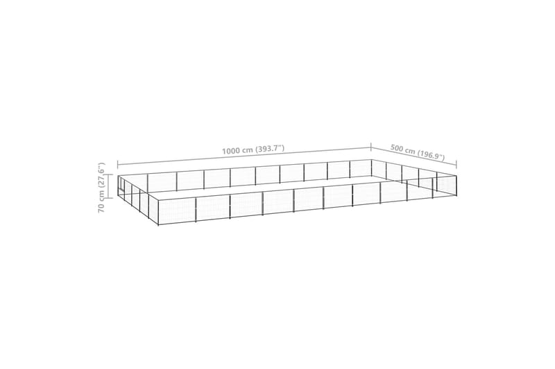 Koiranhäkki musta 50 m² teräs - Musta - Koirien kalusteet - Koiraportti & koira-aitaus