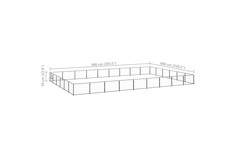 Koiranhäkki musta 54 m² teräs - Musta - Koirien kalusteet - Koiraportti & koira-aitaus