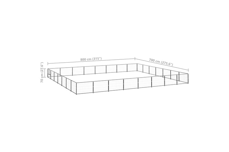 Koiranhäkki musta 56 m² teräs - Musta - Koirien kalusteet - Koiraportti & koira-aitaus