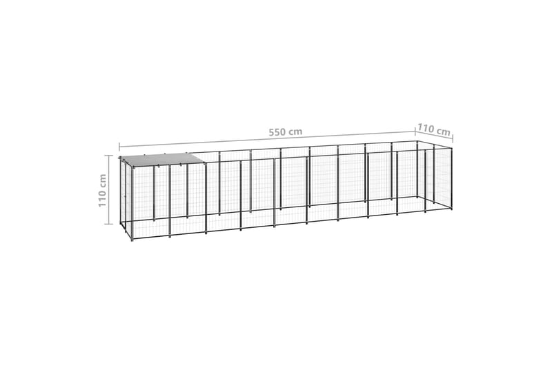 Koiranhäkki musta 6,05 m² teräs - Musta - Koirien kalusteet - Koiraportti & koira-aitaus