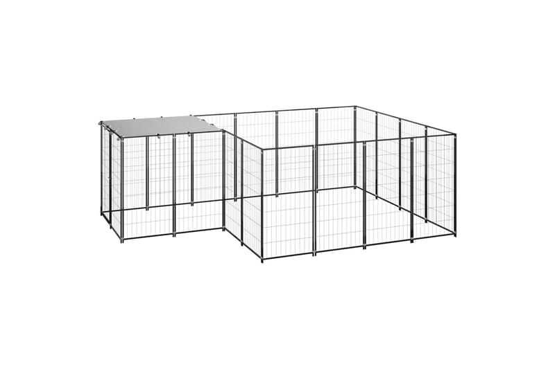 Koiranhäkki musta 6,05 m² teräs - Musta - Urheilu & vapaa-aika - Eläimille - Koira - Koirien kalusteet