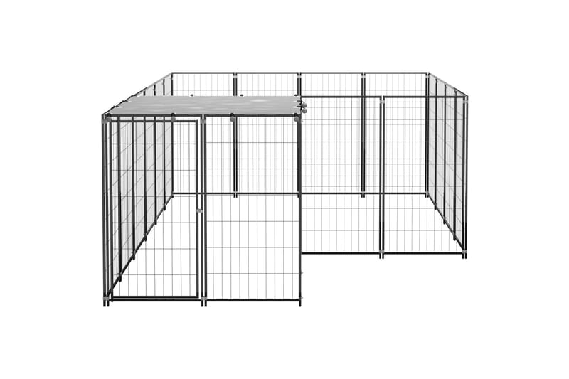 Koiranhäkki musta 6,05 m² teräs - Musta - Urheilu & vapaa-aika - Eläimille - Koira - Koirien kalusteet