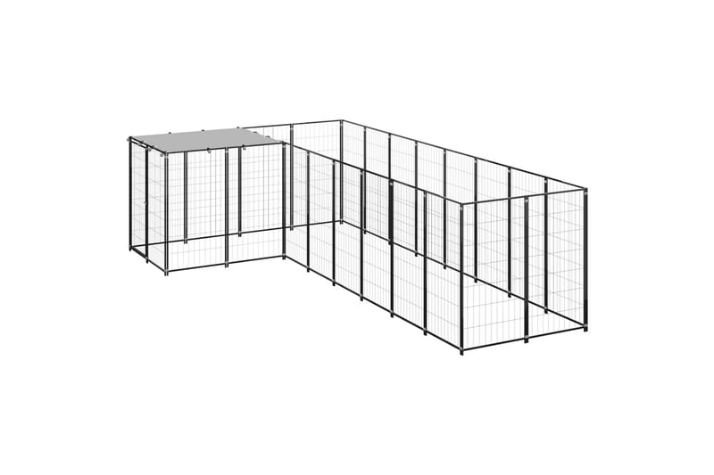 Koiranhäkki musta 6,05 m² teräs - Musta - Urheilu & vapaa-aika - Eläimille - Koira - Koirien kalusteet