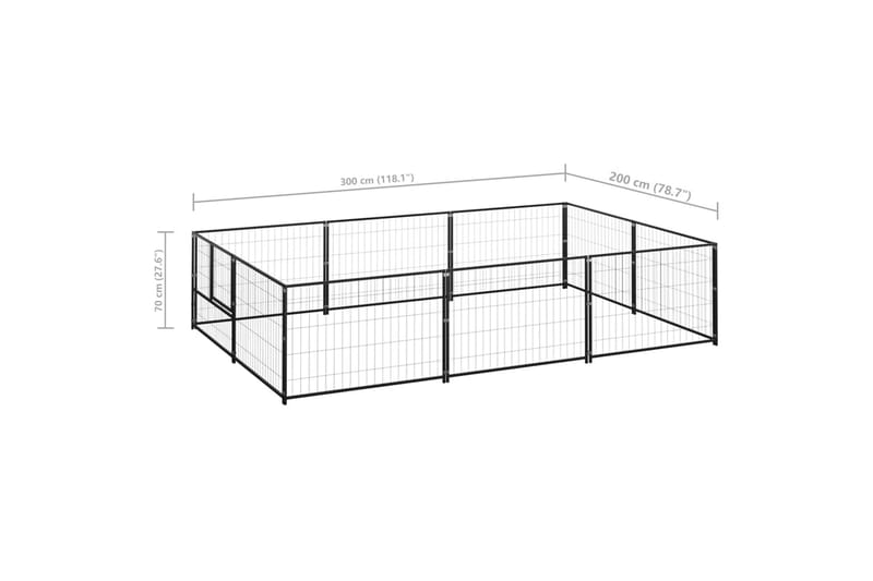 Koiranhäkki musta 6 m² teräs - Musta - Urheilu & vapaa-aika - Eläimille - Koira - Koirien kalusteet