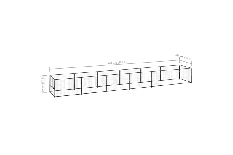 Koiranhäkki musta 6 m² teräs - Musta - Koirien kalusteet - Koiraportti & koira-aitaus