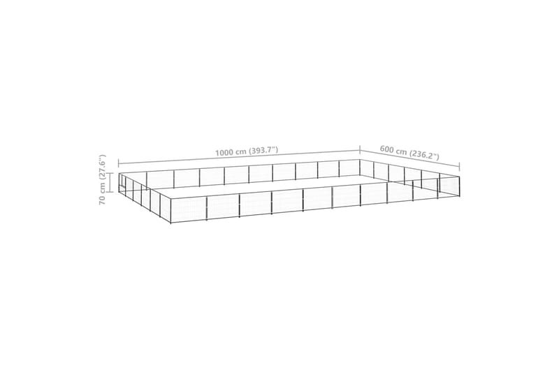 Koiranhäkki musta 60 m² teräs - Musta - Koirien kalusteet - Koiraportti & koira-aitaus