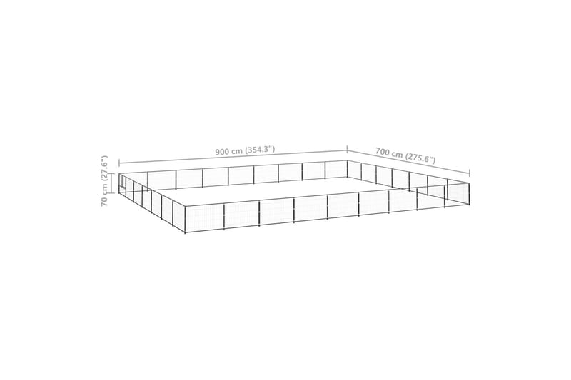 Koiranhäkki musta 63 m² teräs - Musta - Koirien kalusteet - Koiraportti & koira-aitaus