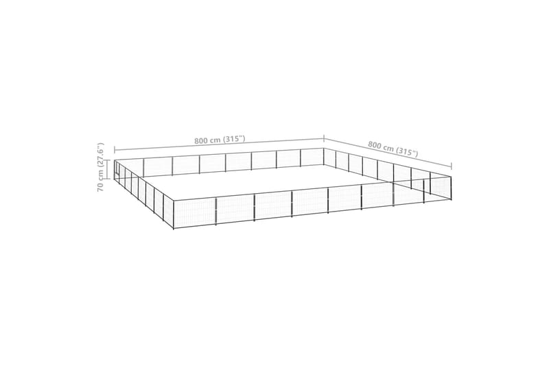 Koiranhäkki musta 64 m² teräs - Musta - Urheilu & vapaa-aika - Eläimille - Koira - Koirien kalusteet