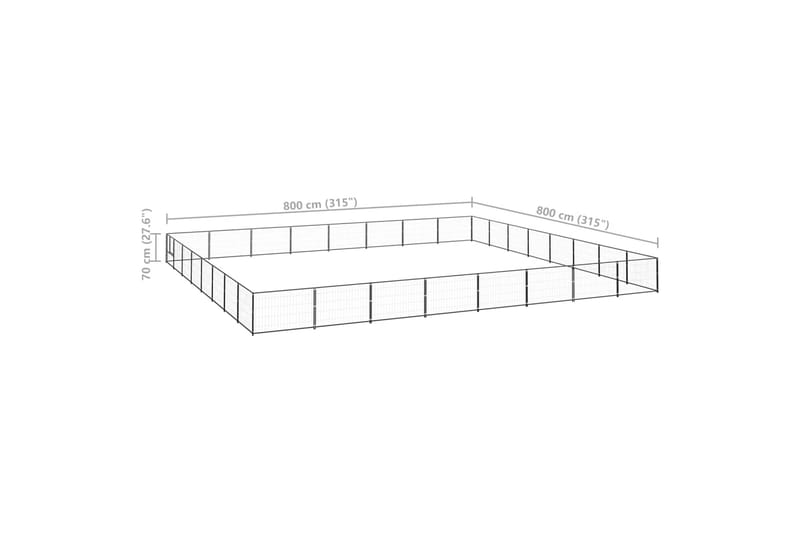 Koiranhäkki musta 64 m² teräs - Musta - Koirien kalusteet - Koiraportti & koira-aitaus