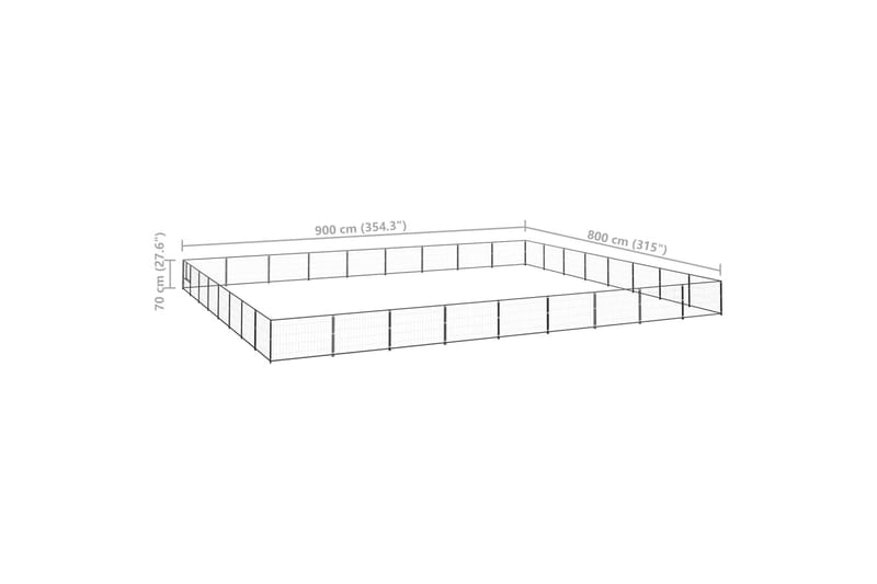 Koiranhäkki musta 72 m² teräs - Musta - Koirien kalusteet - Koiraportti & koira-aitaus