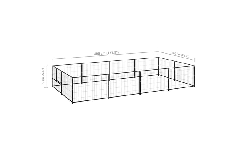 Koiranhäkki musta 8 m² teräs - Musta - Urheilu & vapaa-aika - Eläimille - Koira - Koirien kalusteet