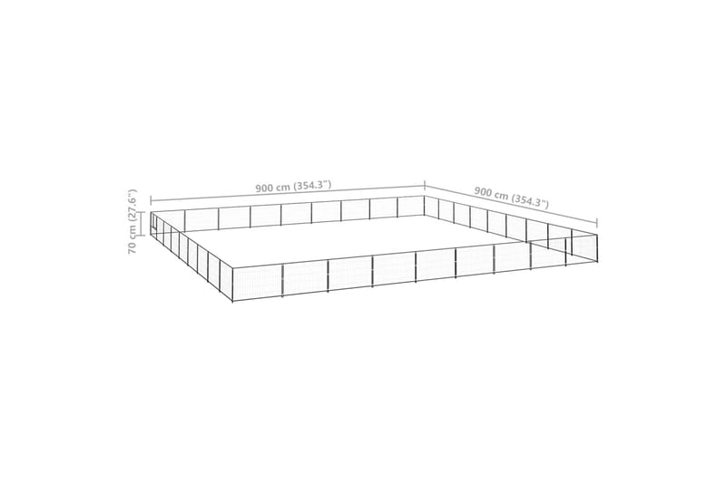 Koiranhäkki musta 81 m² teräs - Musta - Koirien kalusteet - Koiraportti & koira-aitaus