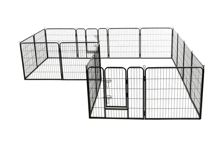 Pentuaitaus 16 paneelia teräs 80x80 cm musta - Musta - Koirien kalusteet - Pentuaitaus - Koiraportti & koira-aitaus