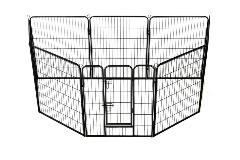 Pentuaitaus 8 paneelia teräs 80x100 cm musta - Musta - Urheilu & vapaa-aika - Eläimille - Koira - Koirien kalusteet