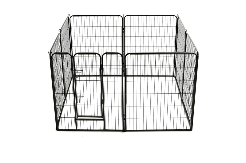 Pentuaitaus 8 paneelia teräs 80x100 cm musta - Musta - Urheilu & vapaa-aika - Eläimille - Koira - Koirien kalusteet