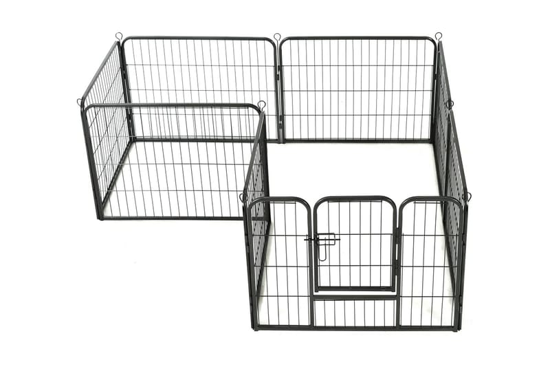 Pentuaitaus 8 paneelia teräs 60x80 cm musta - Musta - Urheilu & vapaa-aika - Eläimille - Koira - Koirien kalusteet