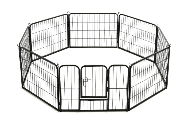 Pentuaitaus 8 paneelia teräs 60x80 cm musta - Musta - Urheilu & vapaa-aika - Eläimille - Koira - Koirien kalusteet