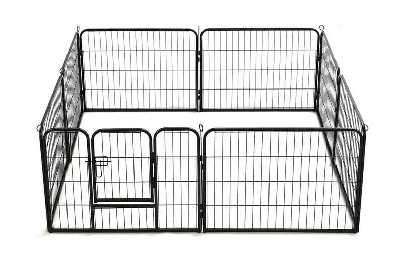 Pentuaitaus 8 paneelia teräs 60x80 cm musta - Musta - Urheilu & vapaa-aika - Eläimille - Koira - Koirien kalusteet