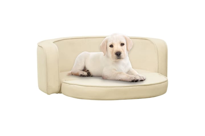 Taitettava koiran sohva kerma 73x67x26 cm plyysi pestävä - Koiran peti & koiran sänky - Koirien kalusteet