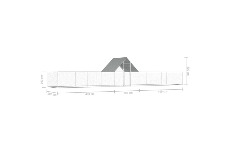 Kanahäkki 10x2x2 m galvanoitu teräs - Hopea - Urheilu & vapaa-aika - Eläimille - Lintu - Kanakoppi
