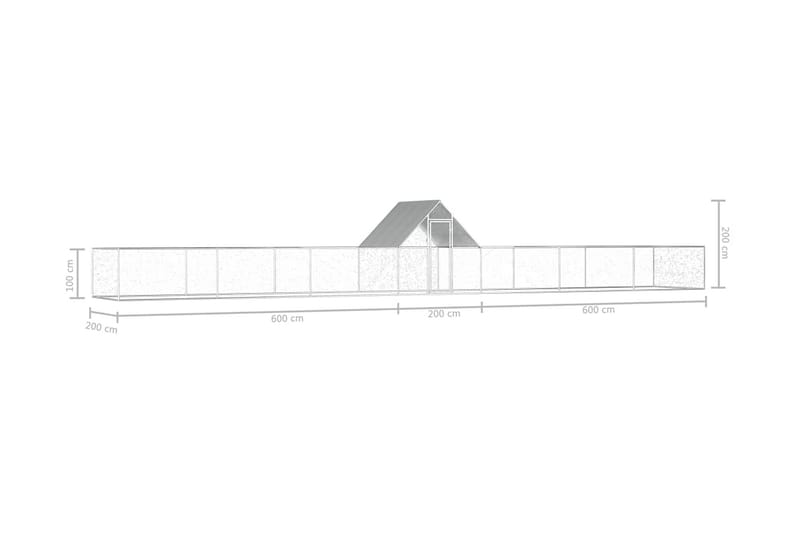 Kanahäkki 14x2x2 m galvanoitu teräs - Hopea - Urheilu & vapaa-aika - Eläimille - Lintu - Kanakoppi