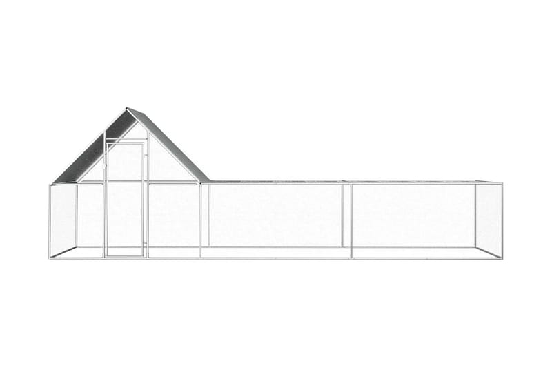 Kanahäkki 6x2x2 m galvanoitu teräs - Hopea - Urheilu & vapaa-aika - Eläimille - Lintu - Kanakoppi