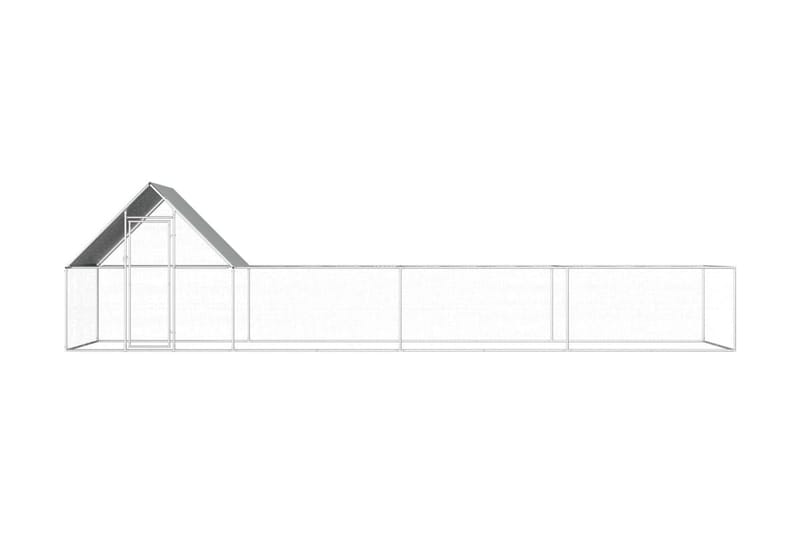 Kanahäkki 8x2x2 m galvanoitu teräs - Hopea - Urheilu & vapaa-aika - Eläimille - Lintu - Kanakoppi